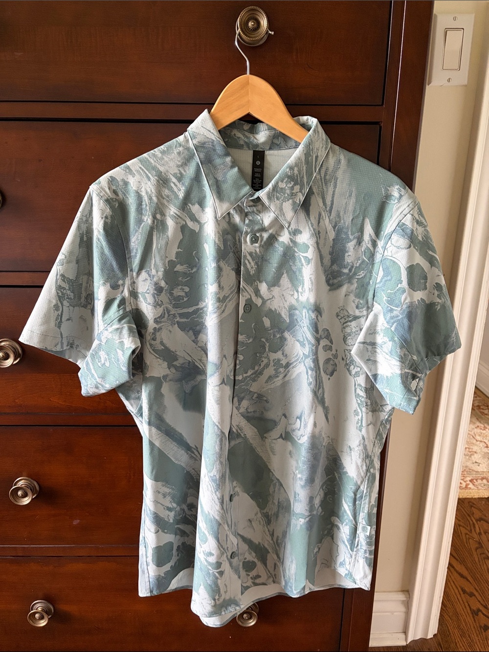 Lululemon Men's Short-Sleeve Printed Polo Shirt - Light Blue/White